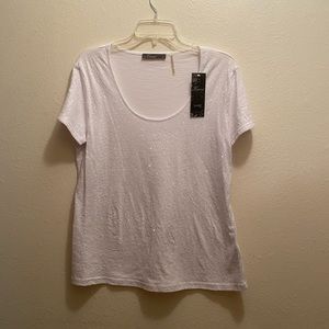 Kiara new white sequins short sleeve blouse, with rounded neck